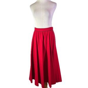 Admont Size 38 Red Felt Wool Trachten Skirt Green Embroidery